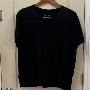 Supima Men's Size XL 100% Supima Cotton S/S V-neck T-Shirt. Black.